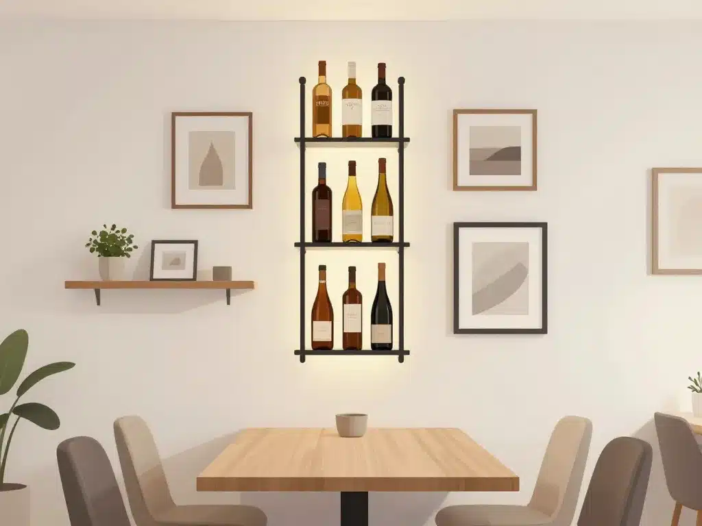 mise en scène porte bouteille mural dans un mur galerie cosy