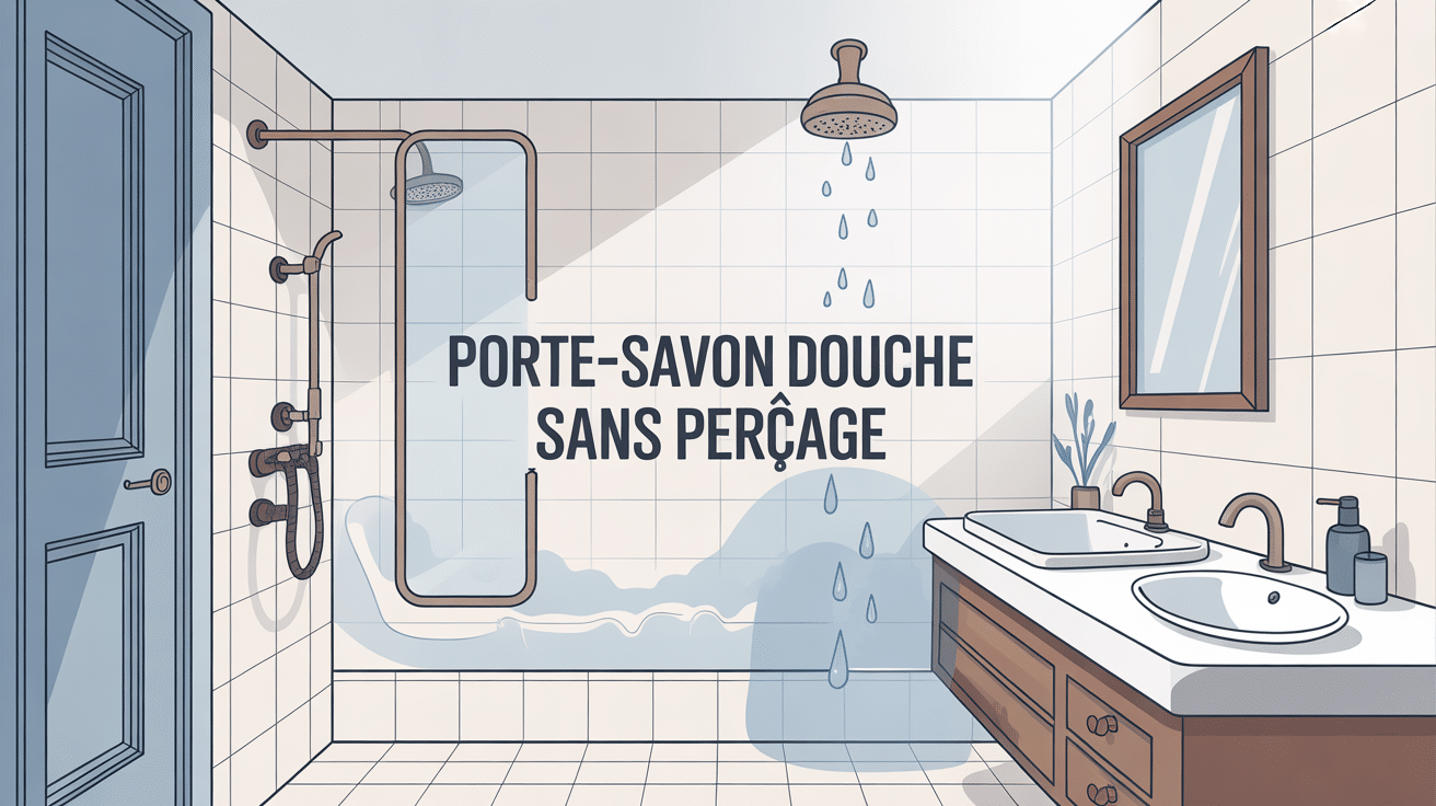 Illustration guide porte-savon douche sans perçage
