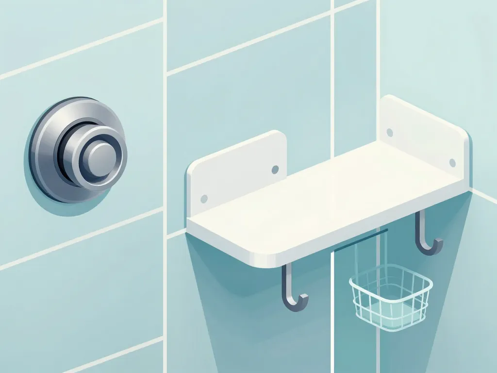 Schéma systèmes porte-savon douche sans perçage