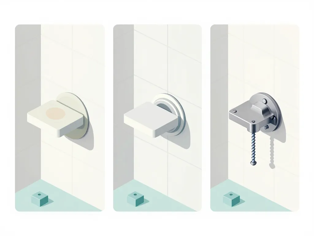 porte-savon pour douche adhésif, ventouse et vis