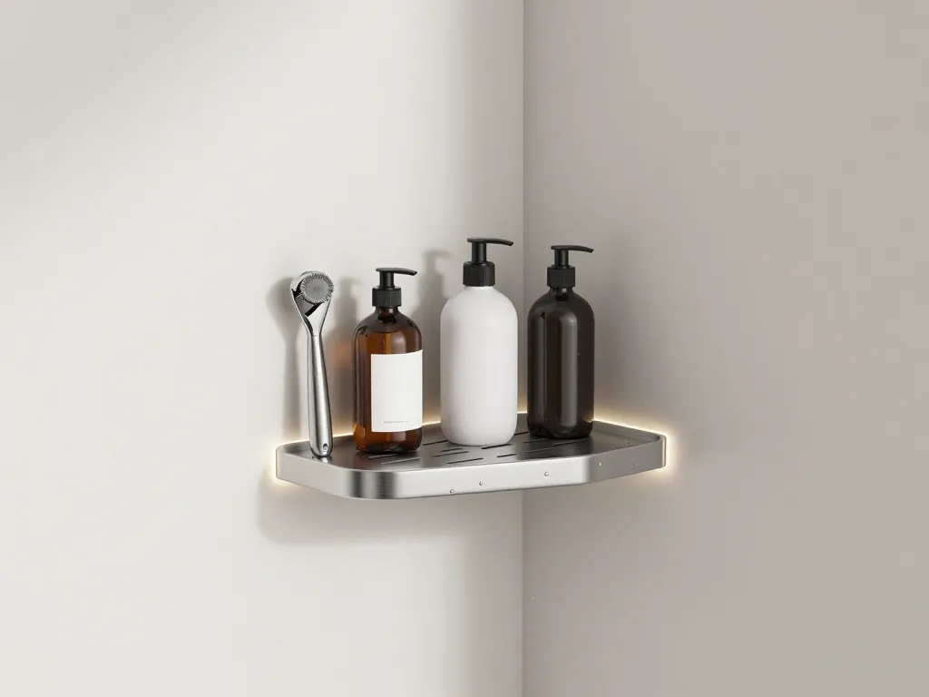 porte-savon pour douche inox d’angle avec rangements