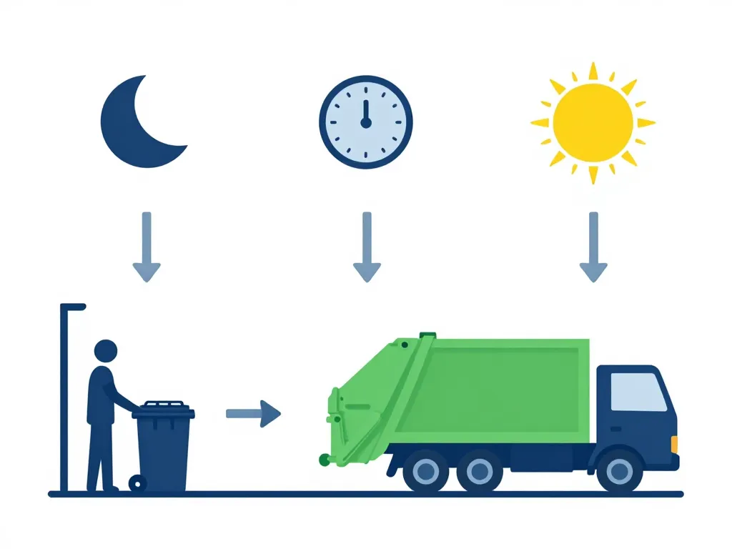 Schéma sortir les poubelles, étapes et horaires
