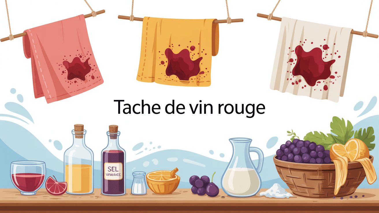 astuce de grand mere tache de vin rouge produits naturels sur tissus
