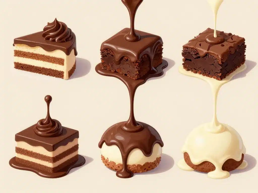 nappage chocolat sur plusieurs desserts et chocolats