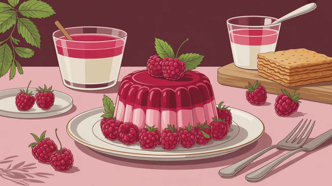 bavarois framboise élégant avec framboises fraîches