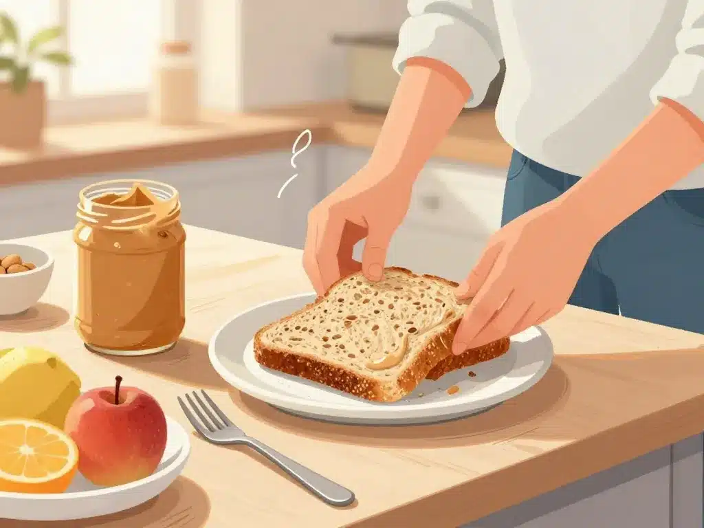 illustration beurre de cacahuète petit déjeuner sain