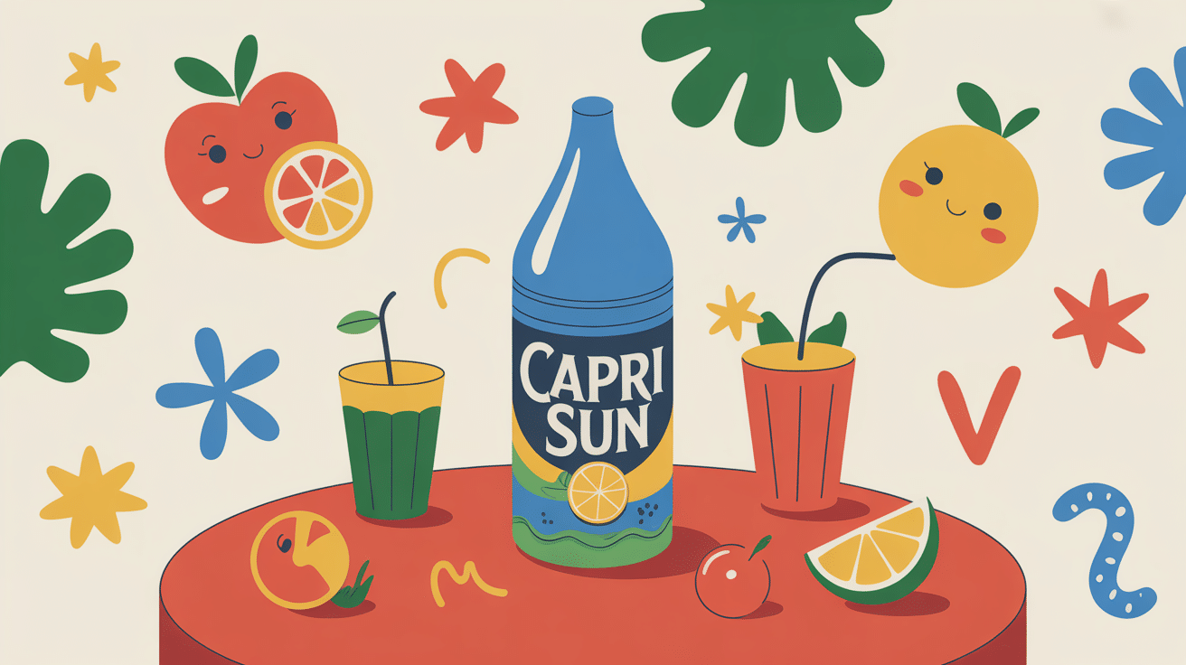 capri sun gourde colorée sur table goûter enfant