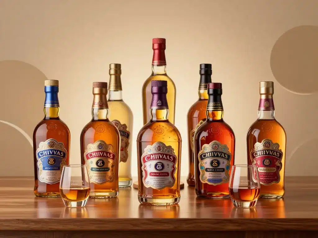 Cuvées Chivas différentes bouteilles whisky