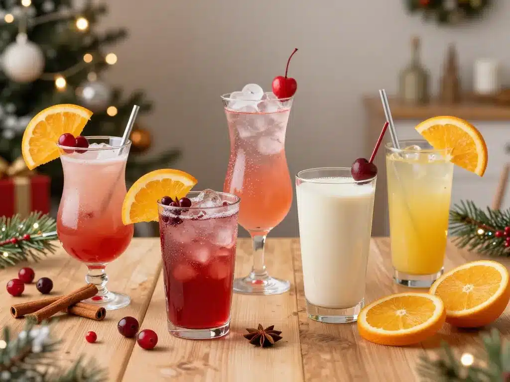 cocktail de noel assortiment verres festifs