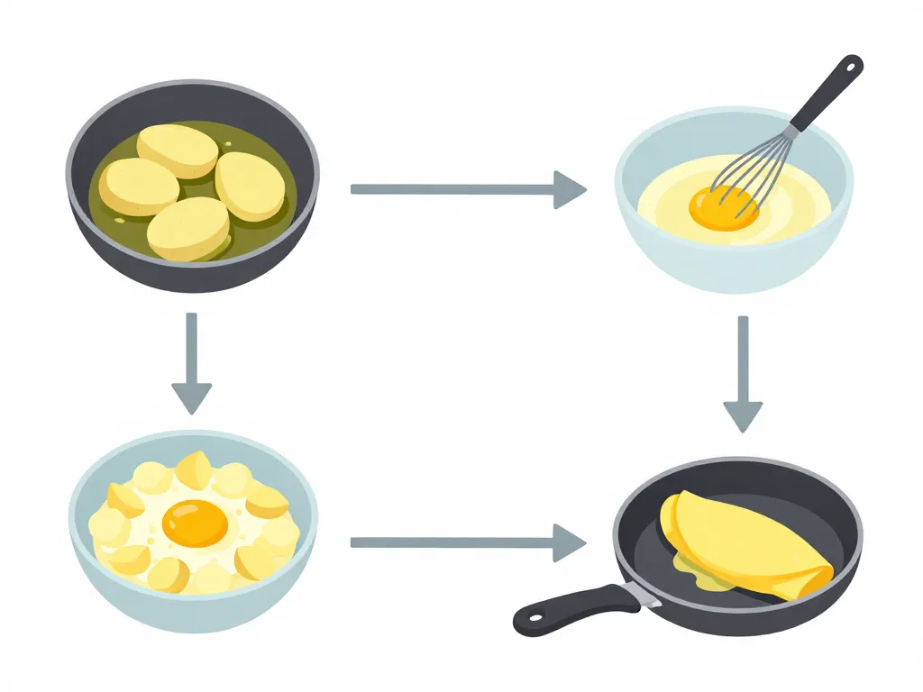 préparation étape par étape omelette pomme de terre