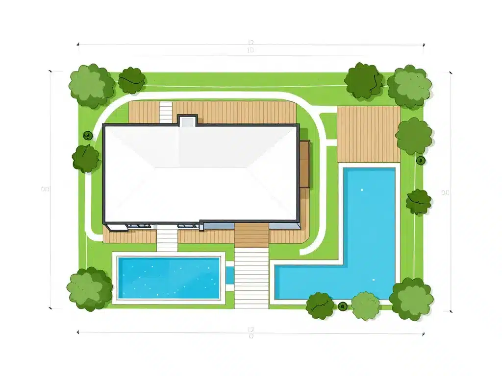 exemple de plan de masse illustré avec limites, accès et aménagements