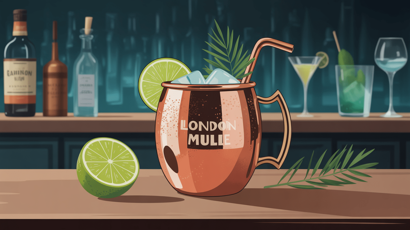 London mule dans verre en cuivre avec menthe et citron