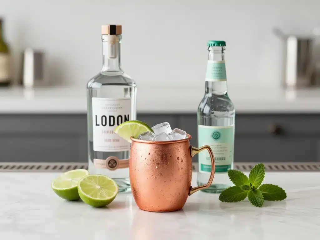Préparation london mule mug cuivre gin citron ginger beer