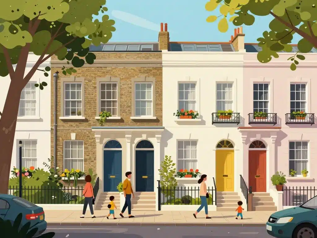 maison londonienne quartier famille confort résidentiel