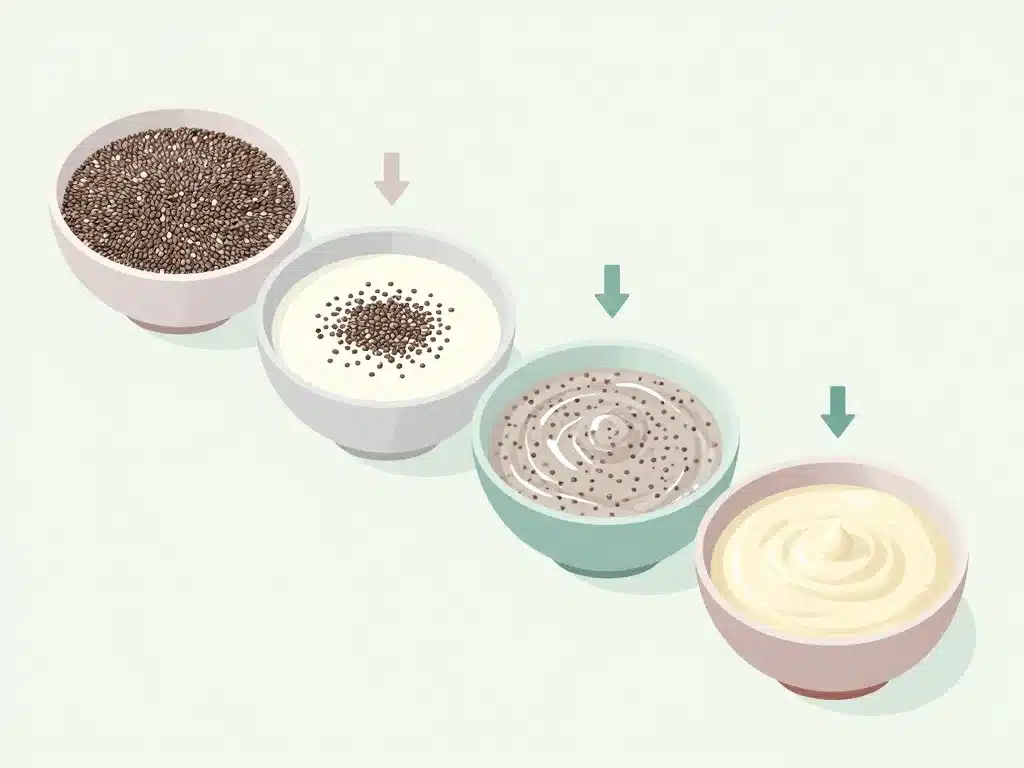 diagramme pudding chia graines à pudding gélifié