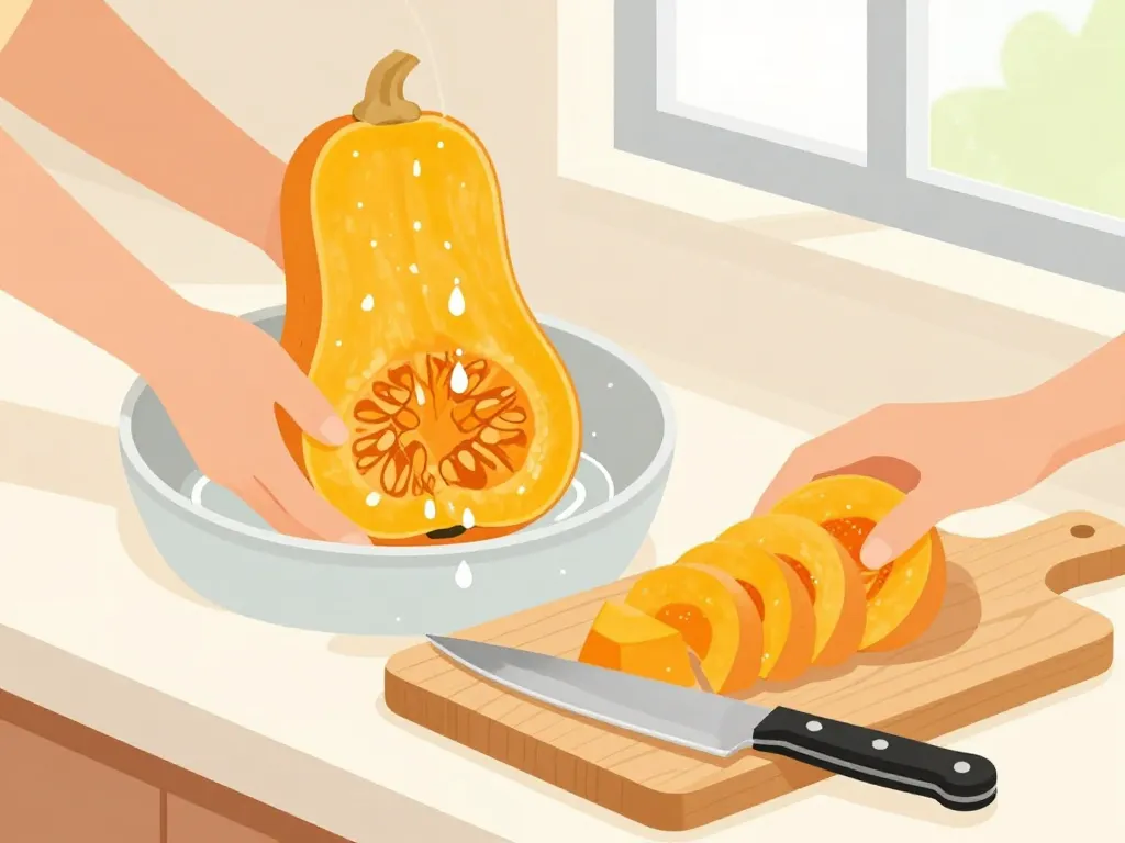 préparation découpe recette butternut four