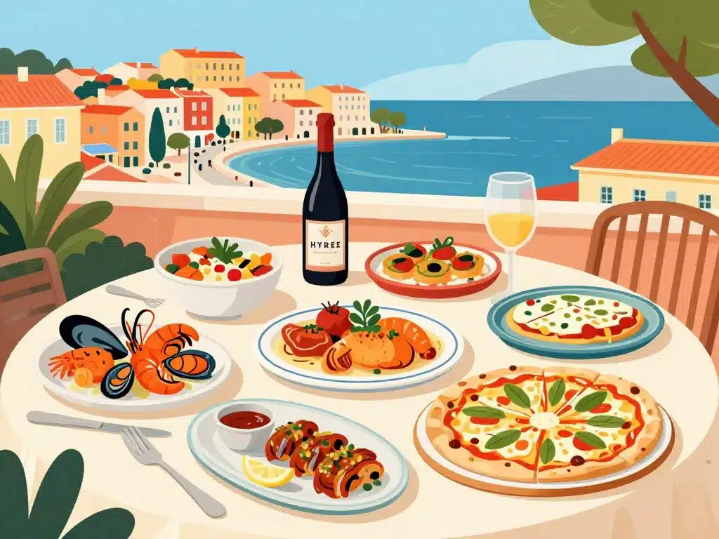 restaurant hyeres table plats méditerranéens et fruits de mer