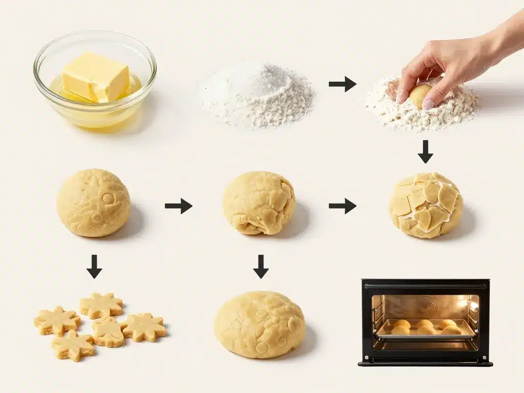 étapes recette shortbread mélange cuisson repos présentation