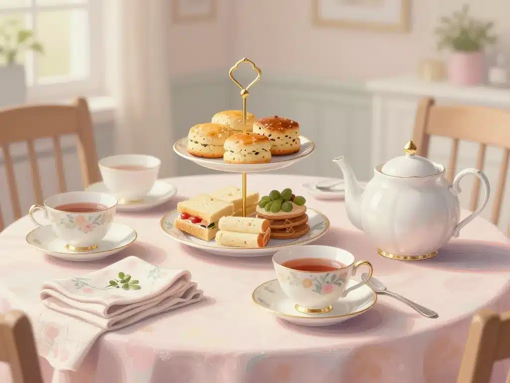 setup tea time maison avec scones et pâtisseries