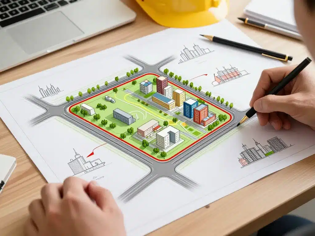 illustration éléments indispensables un plan de masse coté dans les 3 dimensions