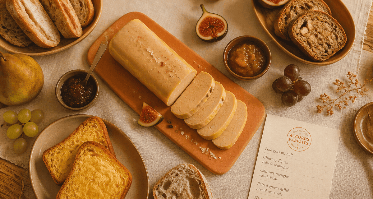 avec quoi servir le foie gras, pains variés et fruits