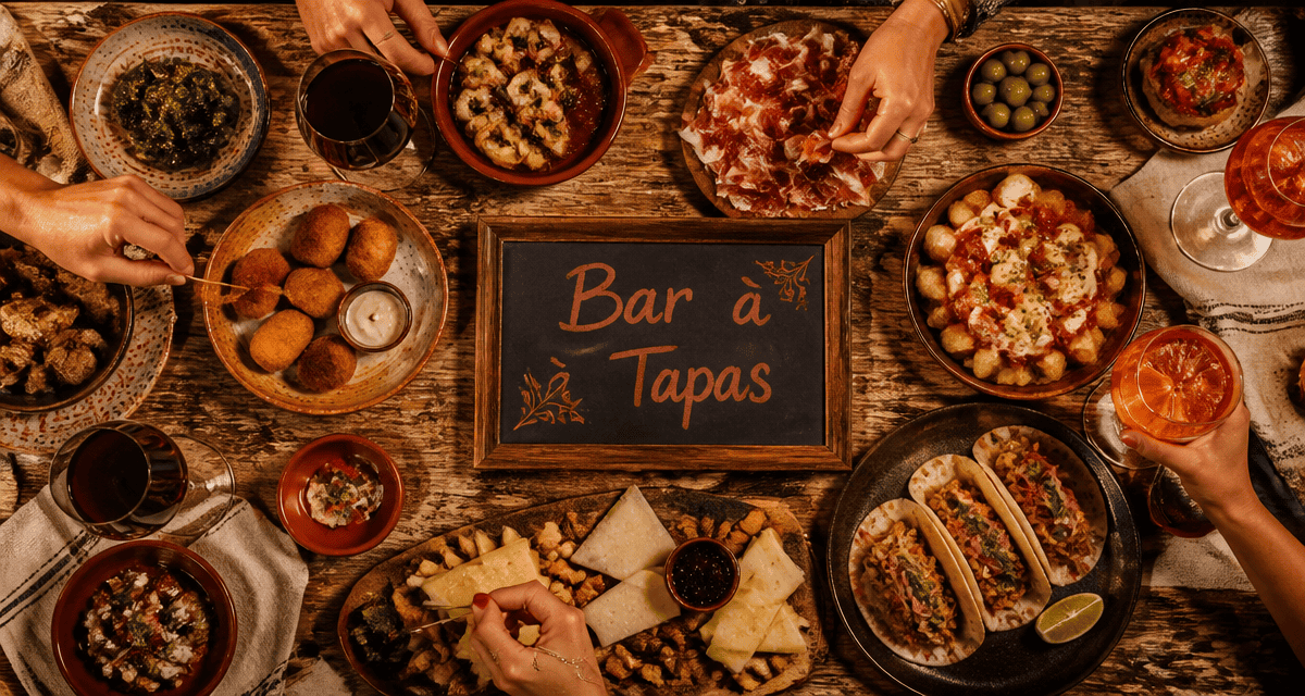 Bar a tapas table avec tapas variés et ambiance conviviale