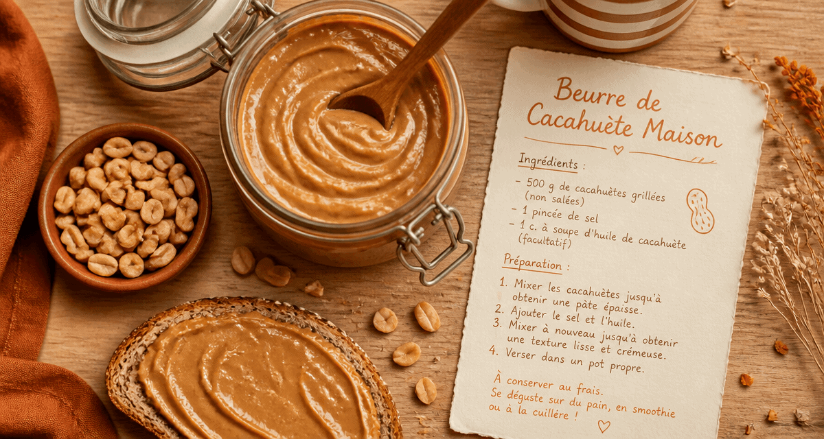 beurre de cacahuete sans sucre artisanal sur table