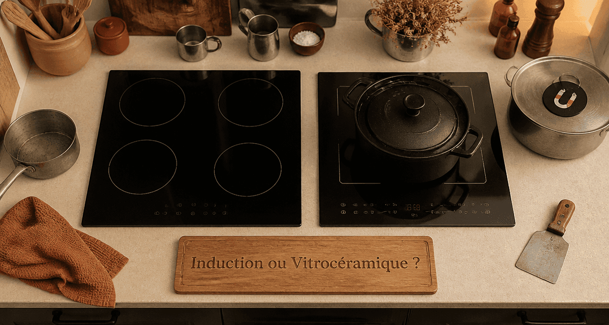 difference entre induction et vitrocéramique plaques côte à côte