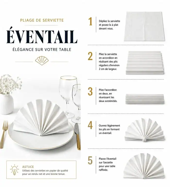 Étapes de pliage en serviette en papier facile pour décoration de table