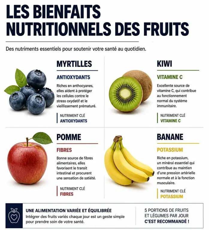 Infographie des bienfaits santé des meilleurs fruits pour la santé