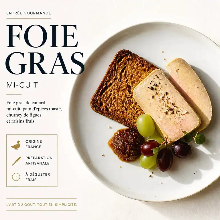 Assiette de foie gras mi-cuit avec pain d'épices et chutney de figues pour une dégustation parfaite