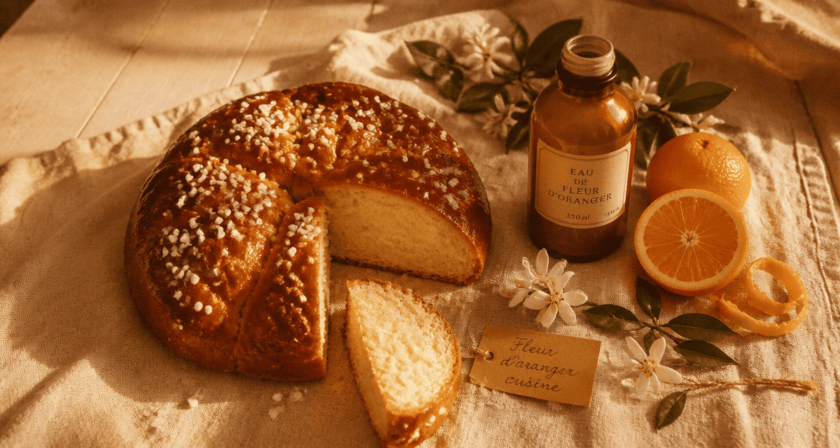 fleur d'oranger cuisine brioche et flacon artisanal