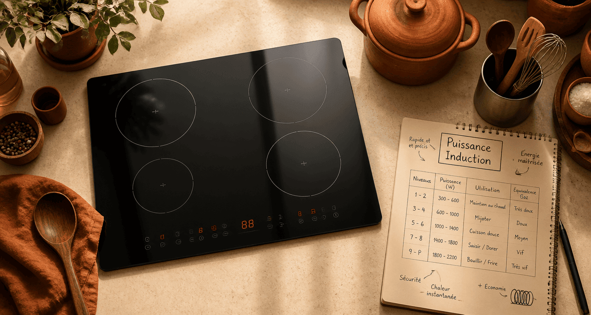 plaque induction quelle puissance vue dessus avec schéma