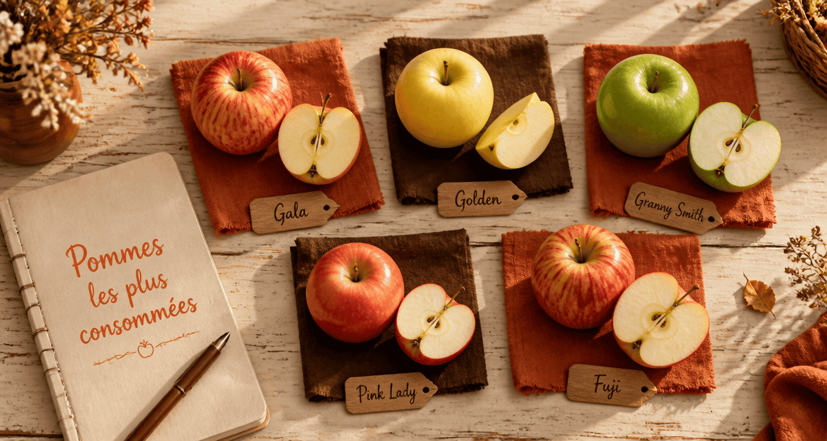 varietes de pommes les plus consommees sur table rustique