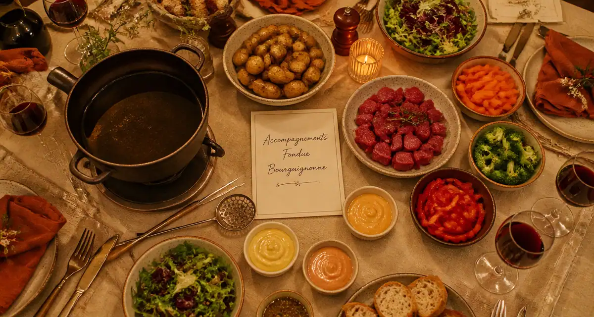 accompagnement fondue bourguignonne sur table conviviale