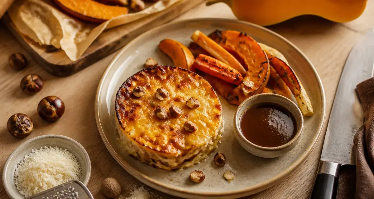 Accompagnement pour chapon farci : gratin de butternut aux éclats de châtaignes