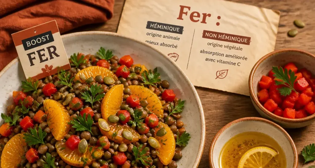 Aliment pour manque de fer : lentilles Boost Fer, citron et persil