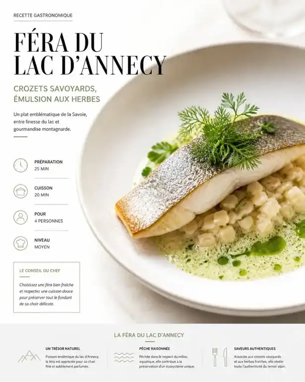 Filet de féra du lac d'Annecy préparé par un traiteur professionnel pour un événement