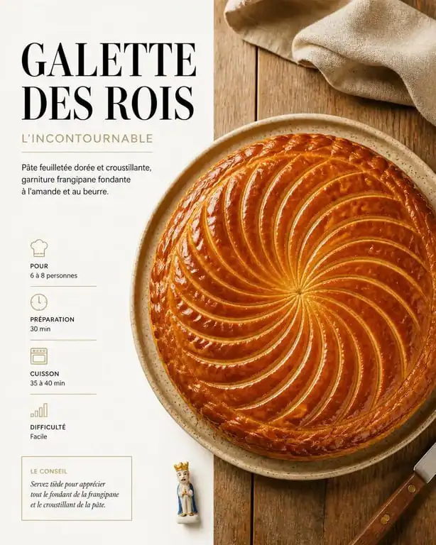 Recette pour la galette des rois maison dorée et croustillante