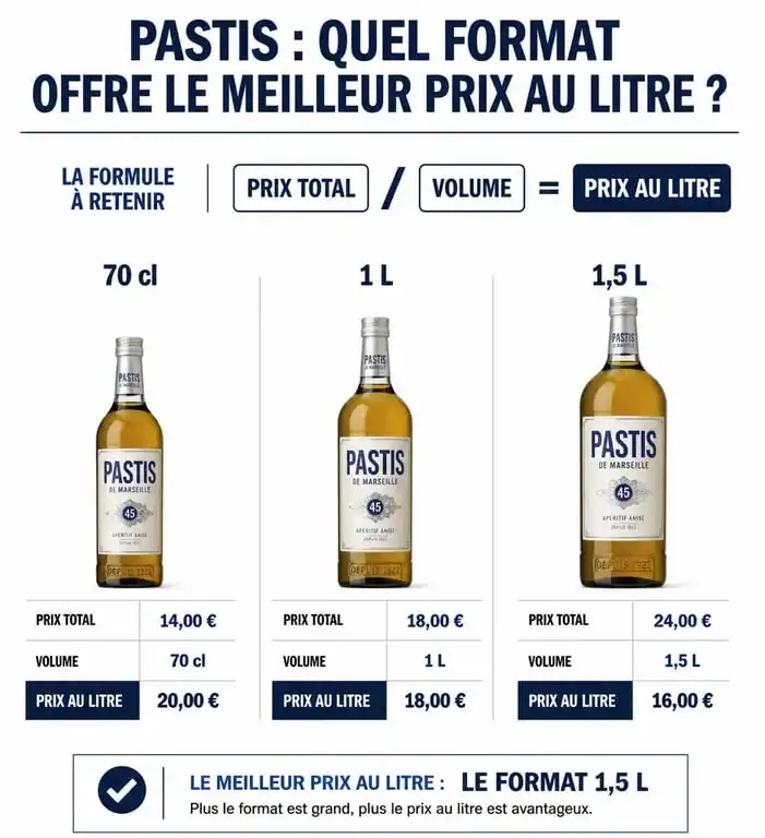 Calcul du prix au litre pour comparer les promotions sur le Ricard et réaliser des économies