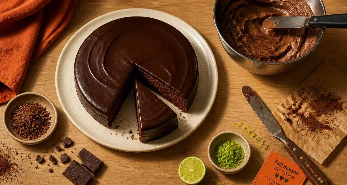 Glaçage sans sucre glace brillant sur gâteau au chocolat, texture lisse