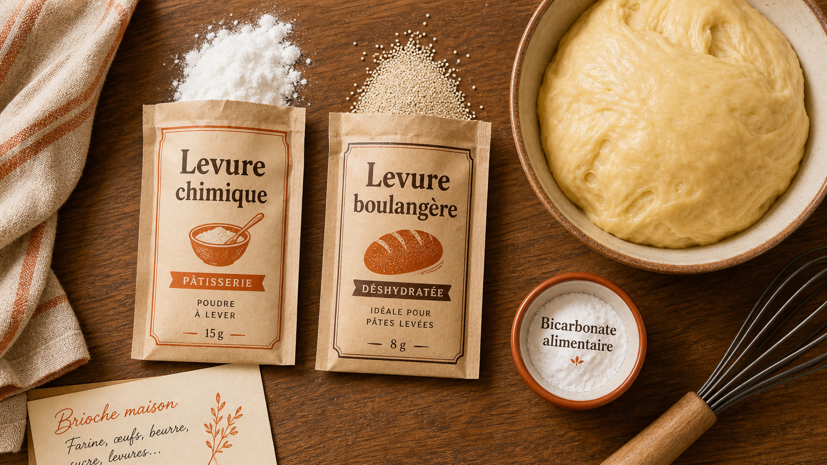 Levure chimique ou boulangère : sachets et pâte à brioche