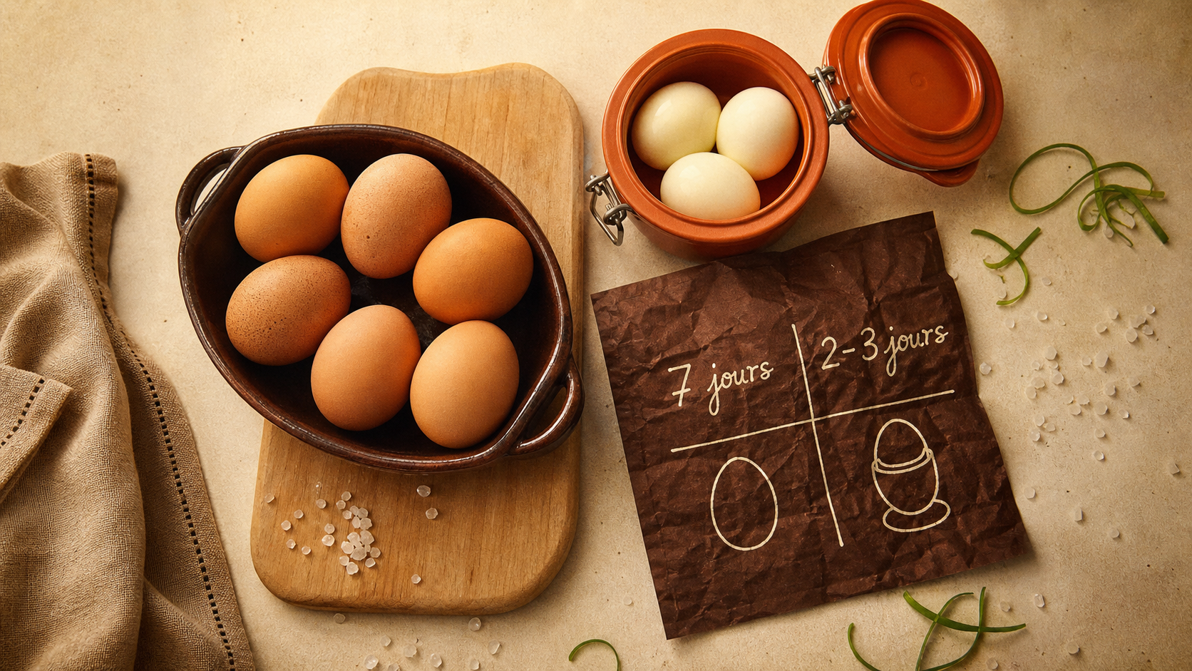 Oeuf dur combien de temps au frigo : 7 jours