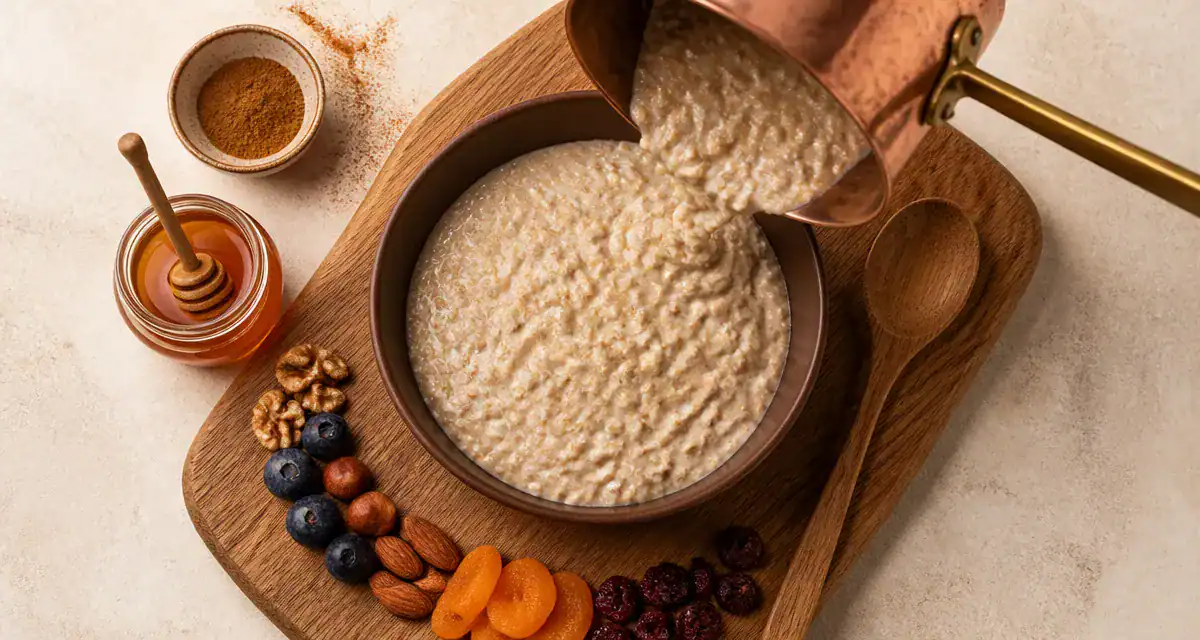 Recette de porridge au miel et noix, petit-déjeuner complet