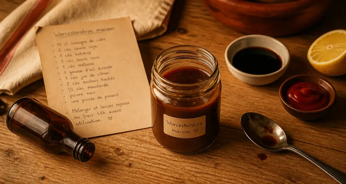 Sauce worcestershire remplacer : substitut maison umami, vue de dessus
