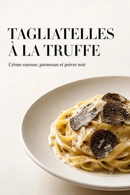 Recette pâtes à la truffe servie en assiette avec lamelles de truffe et sauce crémeuse