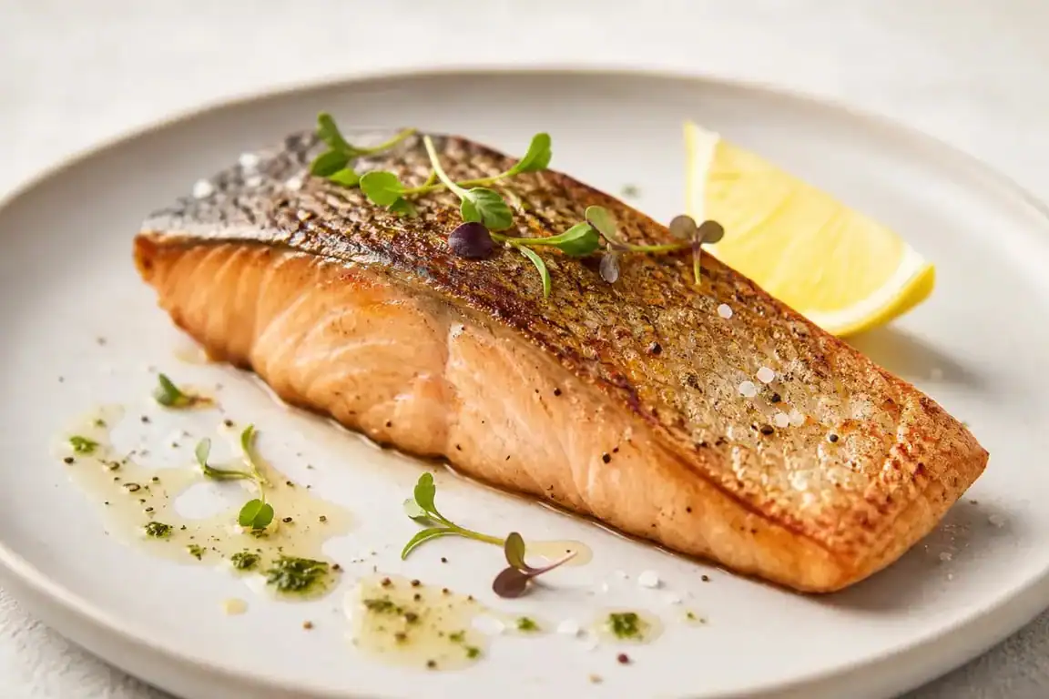 Cuisson saumon poele : pavé de saumon doré à la poêle avec citron et aneth