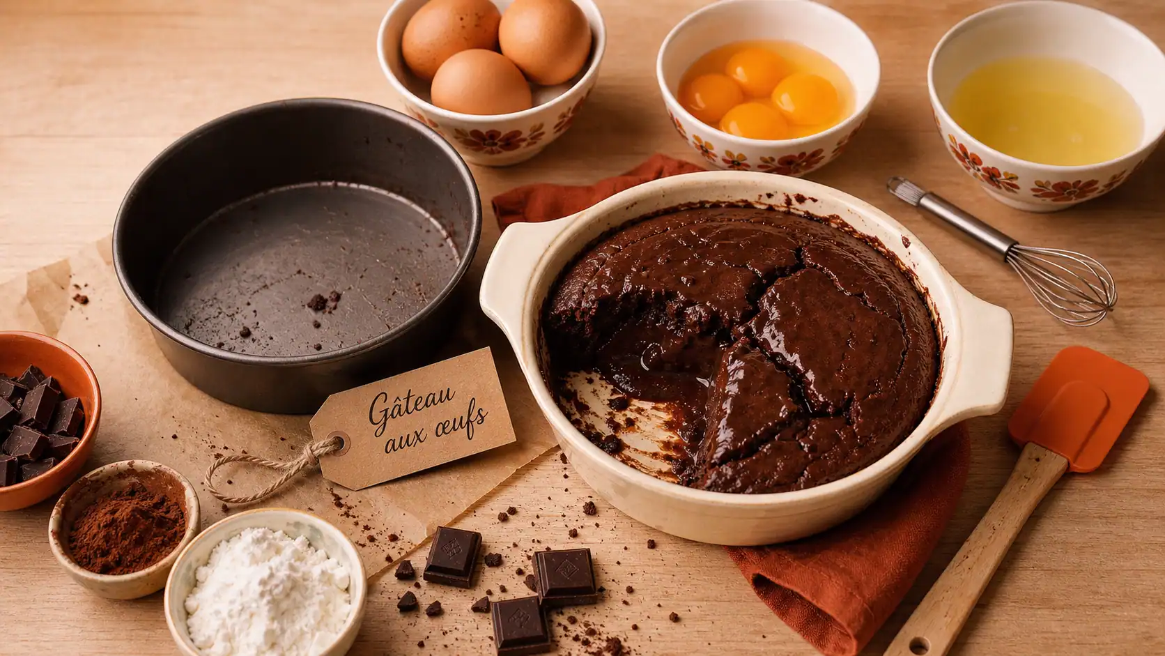 gateau oeuf : gâteau aux œufs fondant au chocolat