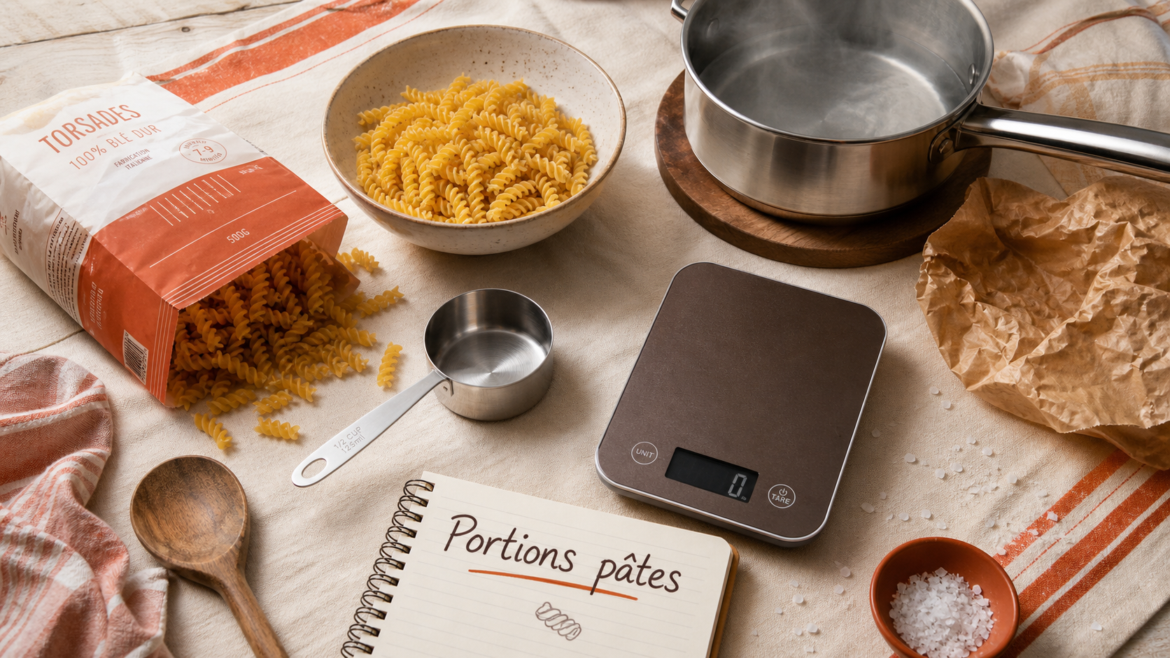 Grammage pate par personne : 80 à 100 g, portions pâtes