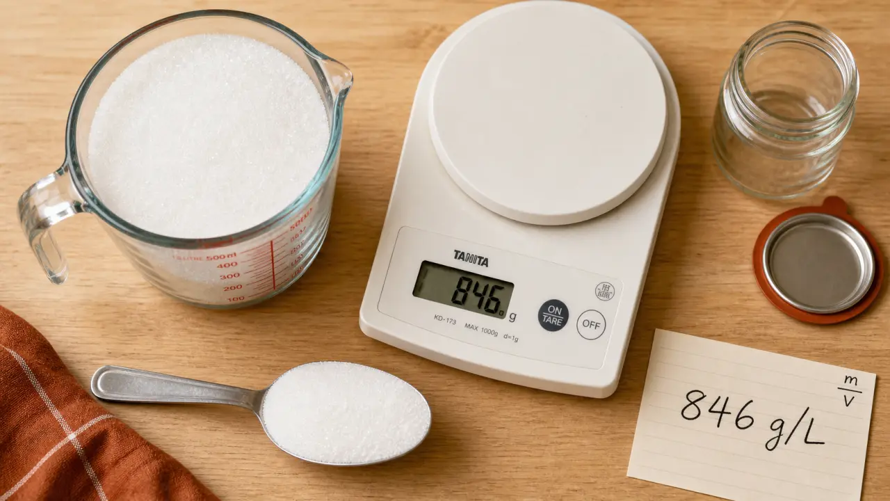 Masse volumique sucre : 1 L de sucre en poudre pèse 846 g
